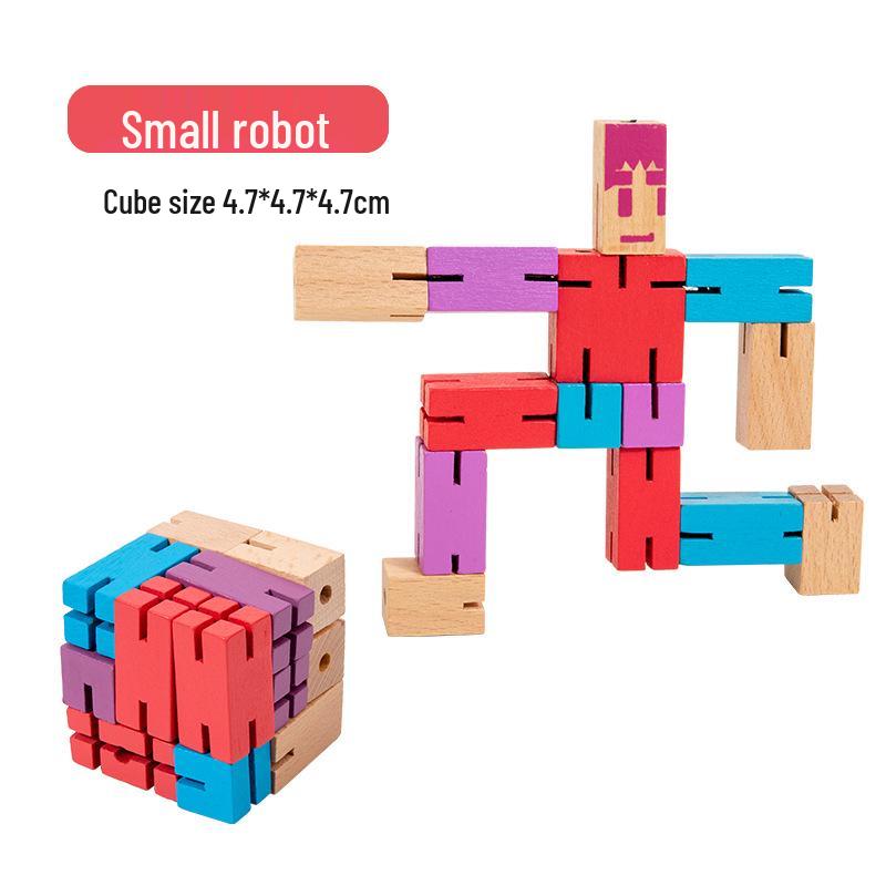 Children's Wooden Magic Cube Deformable Robot Puzzle – Educational and Brain-Teasing Toy
