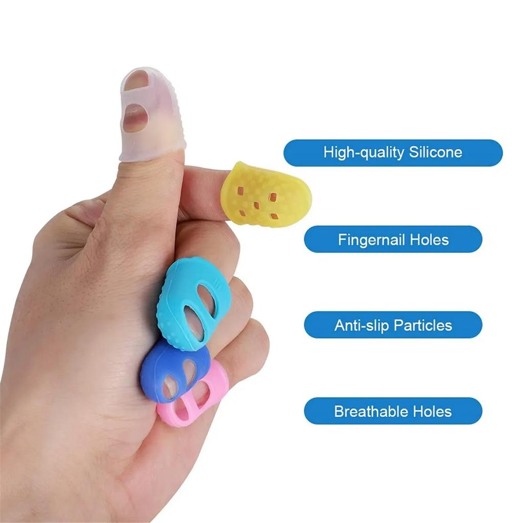10PCS Colorful Silicone Guitar Fingertip Protection Nonslip Fingerstall for Beginner Playing Electric Guitar Bass Ukulele Kalimb