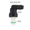 18mm ID16 Automotive Fuel Line Hose Bend Double-Sided Male Female Matching Combination Large Size Plastic Quick Connector