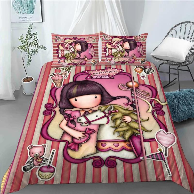 Anime Girl Down Quilt Cover Set King Bedding Set With Pillowcase Quilt Cover Three-Piece Set