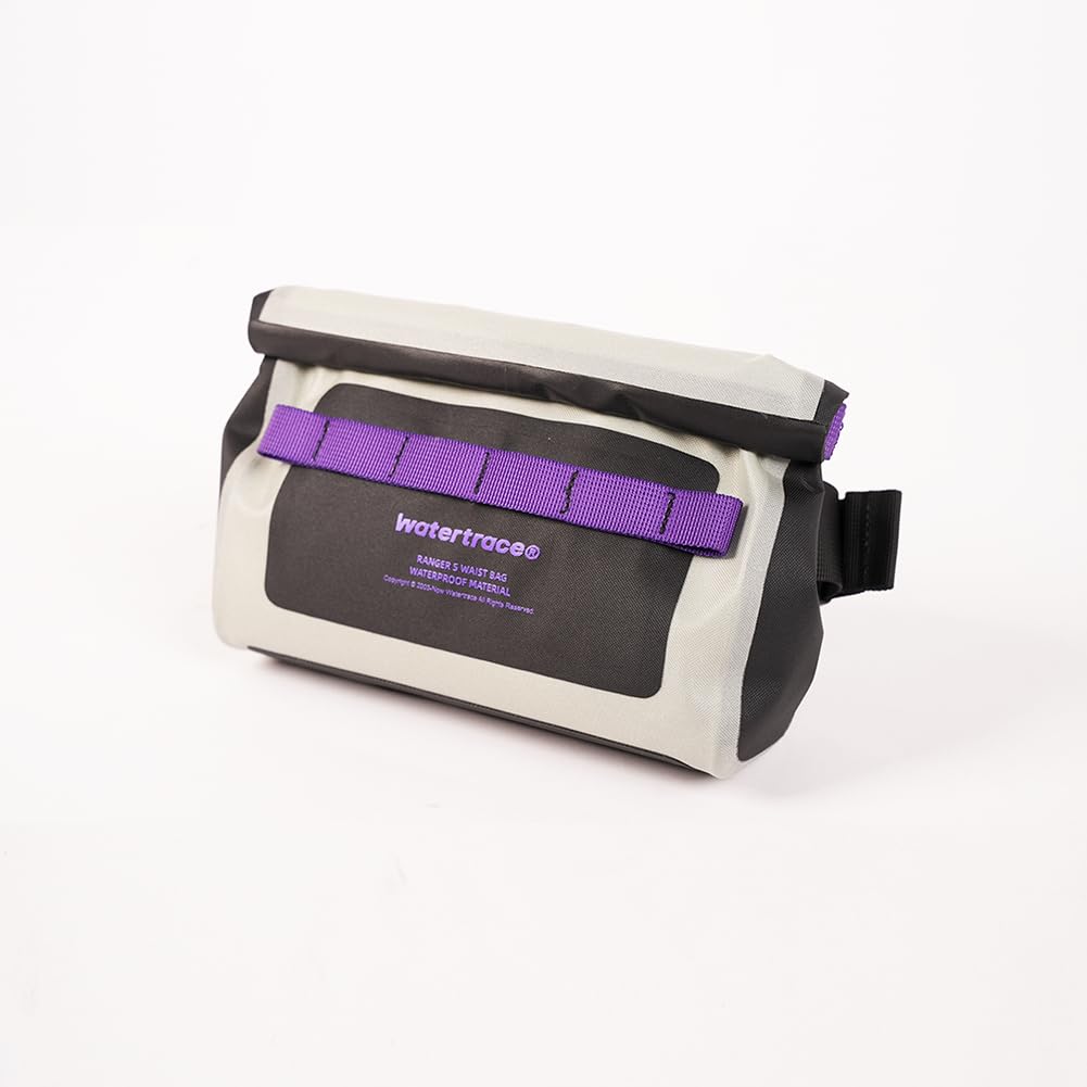 Watertrace Waterproof Waist and Light for Outdoor Use Bag, 1.5L Capacity, Roll-Top Closure, Black/Pink Gray/Purple,