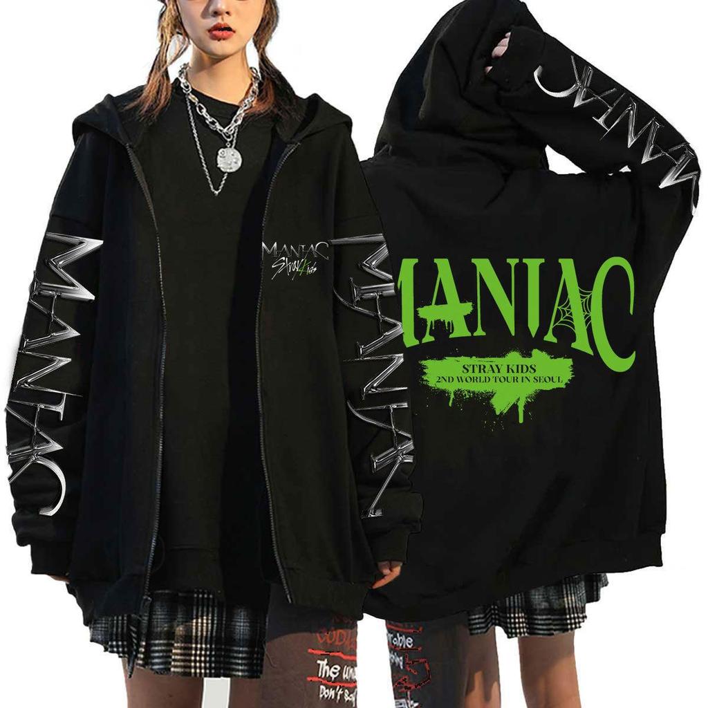 Popular Sweater Straykids Surrounding Harajuku Printed Sweater Hooded Loose Zipper Sweater