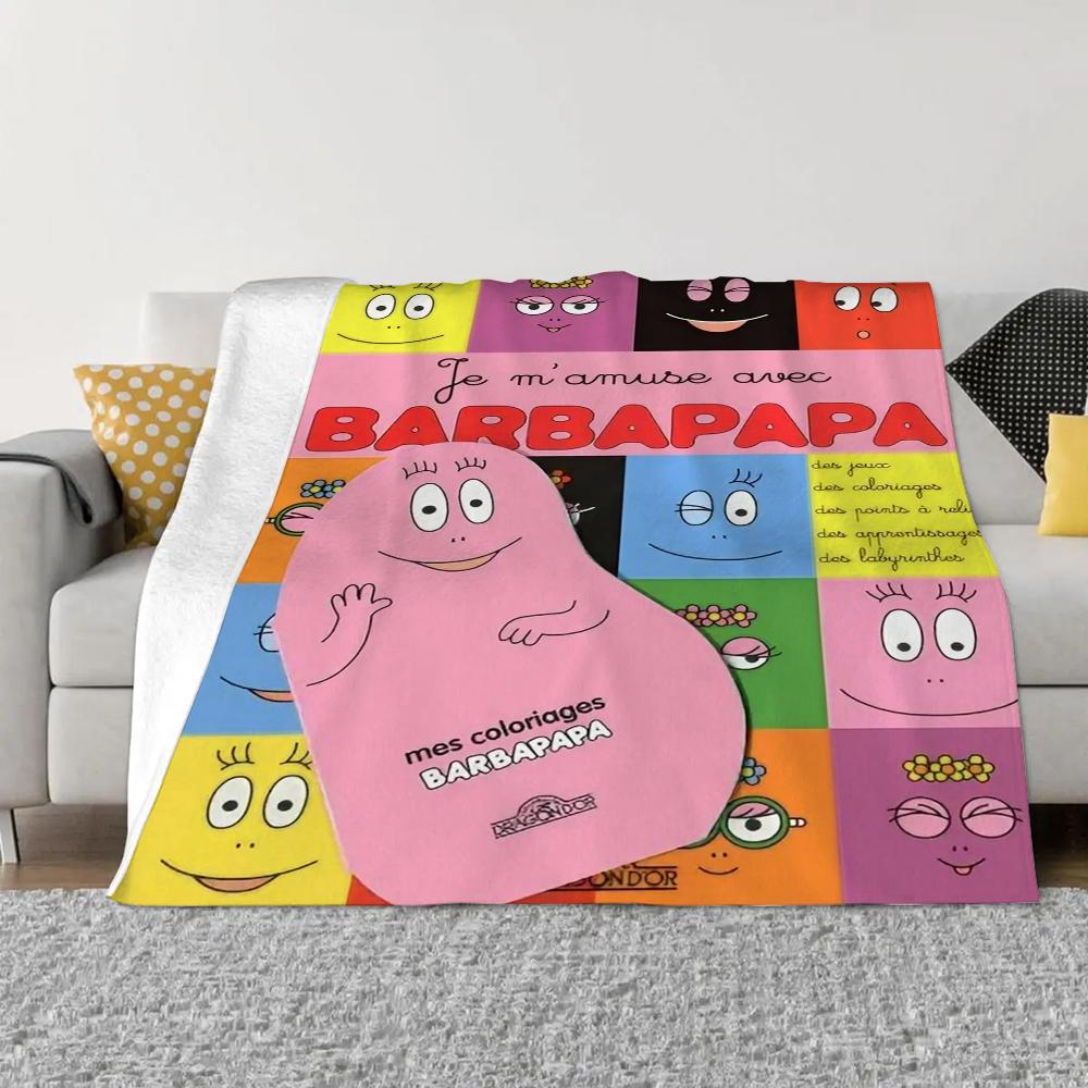 Les-Barbapapa Throw Blanket King Size Fluffy Plaid Throws Blankets for Sofa Luxury Bedding Beach Towel Home and Decoration Knee