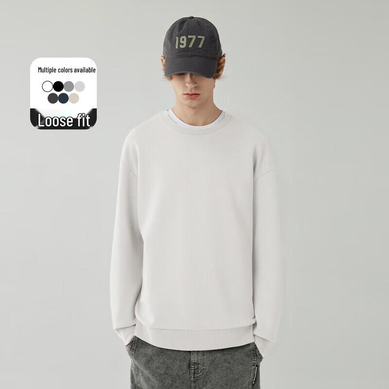 VUUG Men's Solid Color Round Neck Long Sleeve Sweatshirt