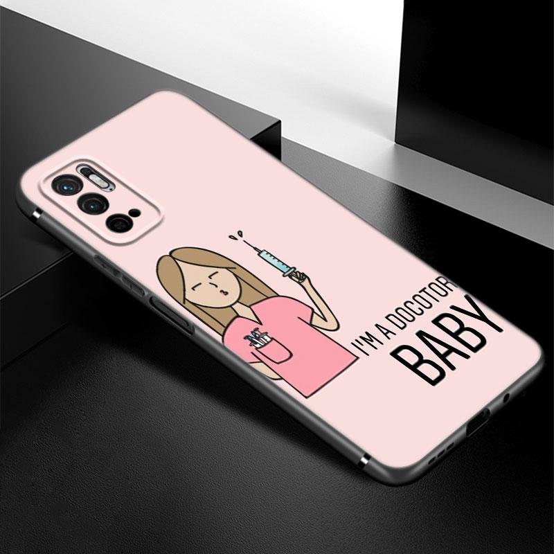 Cartoon Medicine Doctor Nurse Case For Xiaomi Redmi Note 7 8 9 10 Lite 11 11E 11T 12 Pro 11S 4G 10T 5G 8T 9S 10S Black Cover