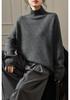 Women's High Neck Jacquard Wool Sweater - Thick, Loose Fit, Lazy Style