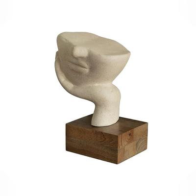 Unruhiges Gesicht Ecomix Skulptur 32 cm hoch, Heimdeko Prunkstück Figur für Wohnzimmer & Büro, Moderner Ästhetischer Tischdekorativer Akzent,