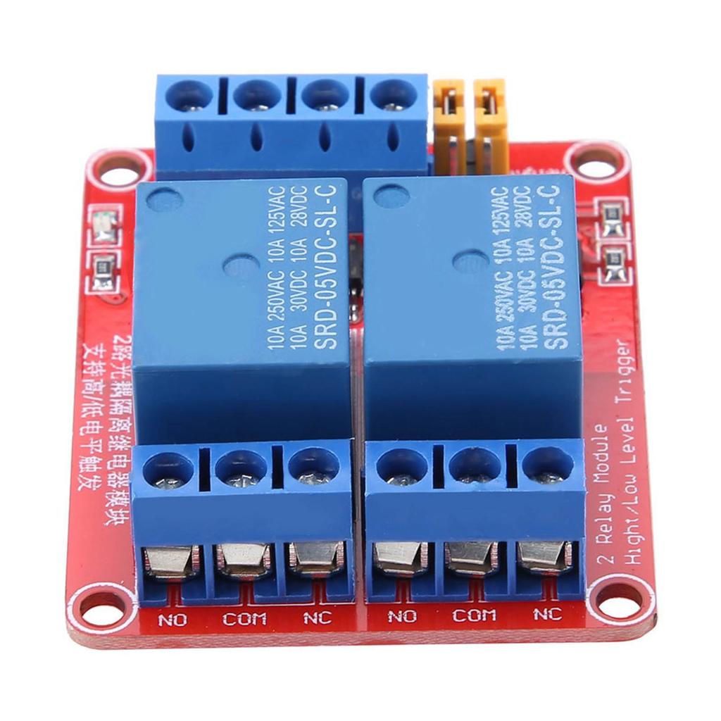 2 Channel Relay Module with Optocoupler Isolation High and Low Level Trigger