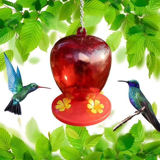 Strawberry Shaped Hummingbird Feeder Outdoor Hanging Red Birds Feeding Station for Window Garden Deck Yard Balcony Decor