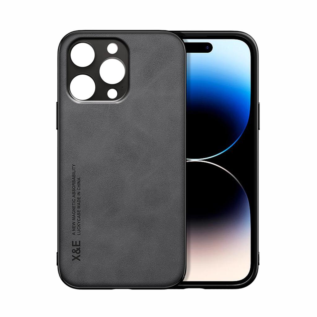Luxury Genuine Leather Case for IPhone 16e 16 15 14 13 12 11 Pro Max X XS XR 7 8 Plus SE Magnet in Car Back Cover Man Shockproof