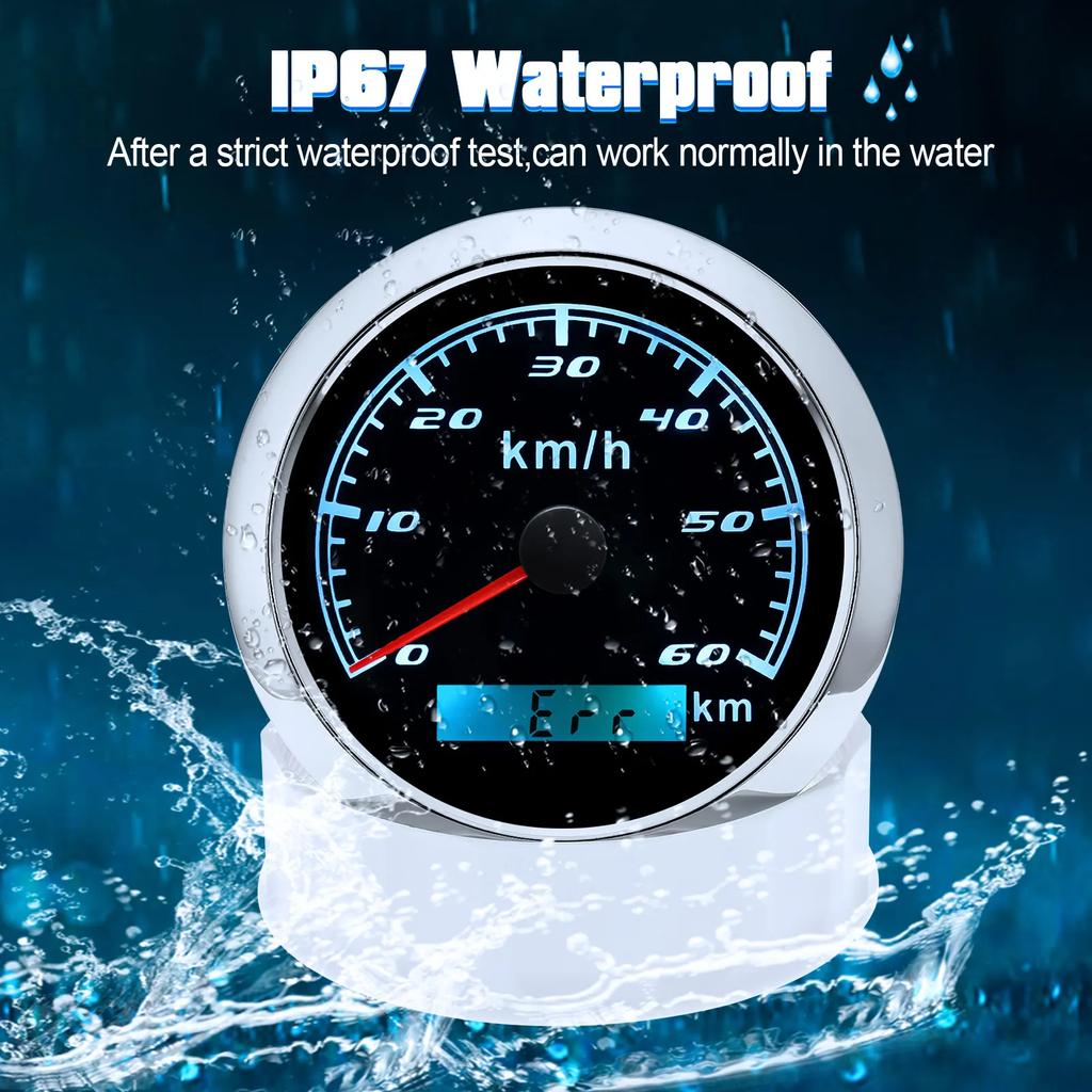 7Color LED Car GPS Speedometer 85MM Waterproof IP67 Speed Meter 60km/h with Antennafor Marine Boat Car ATV Motorcycle