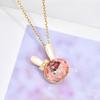 Titanium Steel Bunny Necklace Light Luxury Trend Women'S Collarbone Chain Pink Crystal Pendant Jewelry