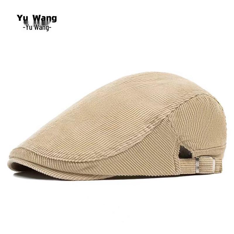 Men's Corduroy Cotton Newsboy Cap - Soft Brim Autumn Beret, Large Size, British Style Pageboy Hat