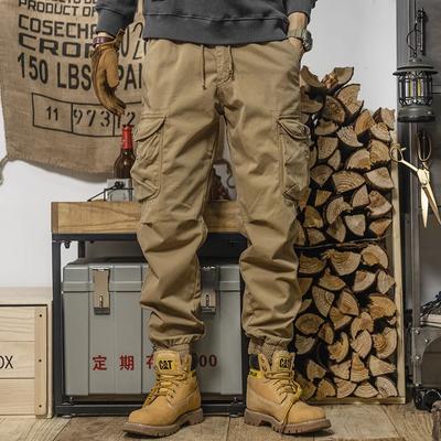 Multi Pockets Cargo Pants Men Streetwear Zipper Leg Skinny Work Joggers Cotton Casual Trousers