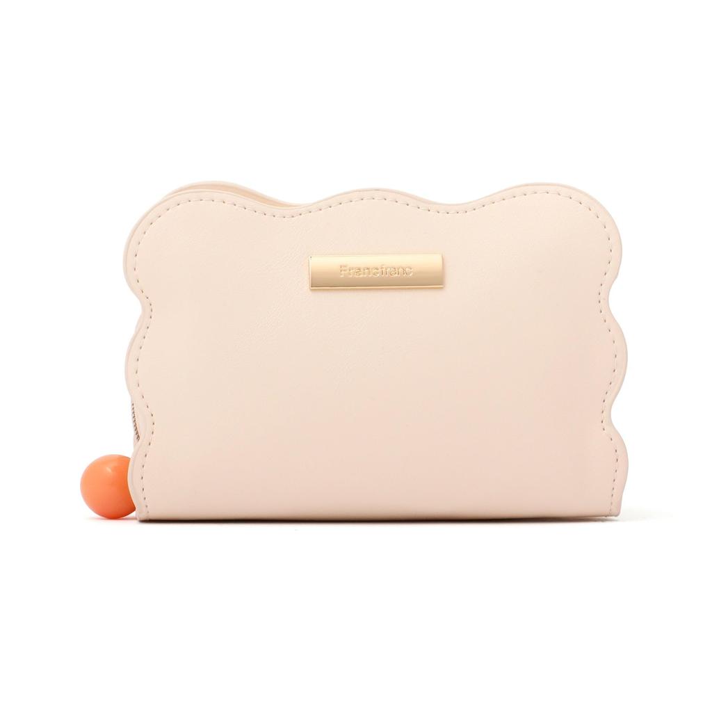 Francfranc Wave Shape Makeup Accessory Case Pouch, Small, Ivory, Pouch,