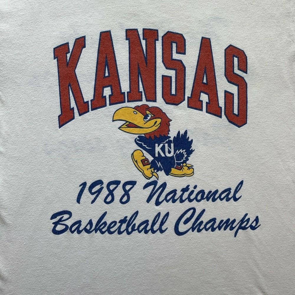 Kansas Jayhawks National Basketball Champs T-shirt White  JJ5089 Unisex T-Shirt L