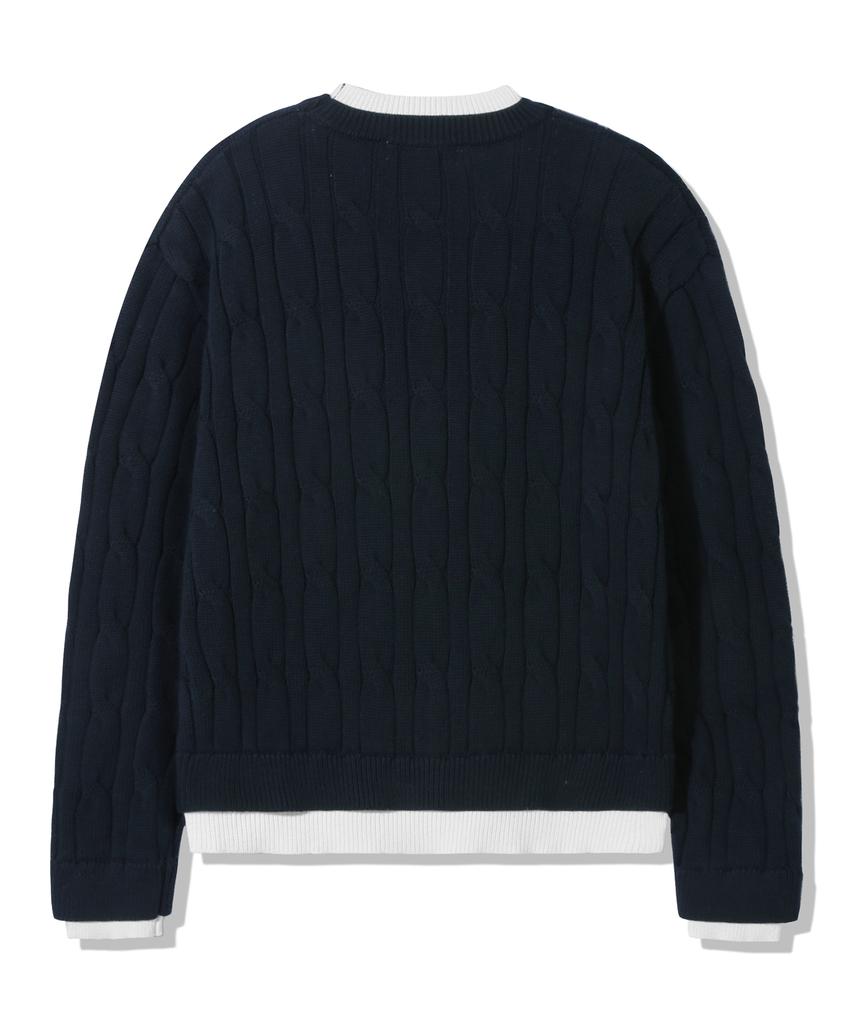 TRILLION Layered Cable Knit_Navy