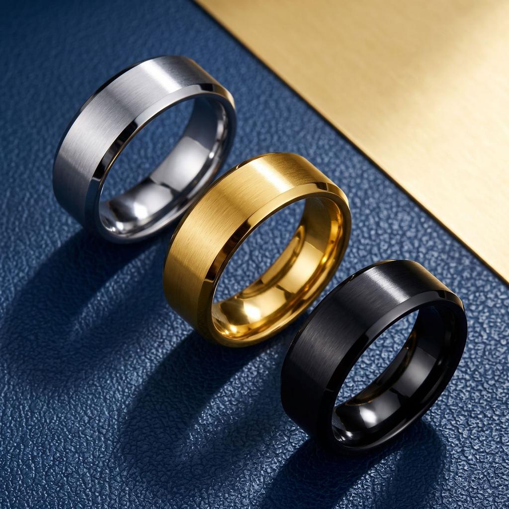 Stainless Steel Ring, Non-fading, Instagram-style Matte Finish, Trendy Men’s Ring with a Niche Design, Minimalist Titanium Steel Band.