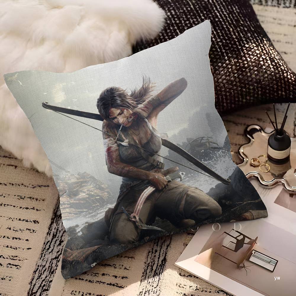 Lara Croft Tomb Raider Immagine Personalizzata Testo Cuscini Decorativi per la Casa Regali per la Casa 45x45cm
