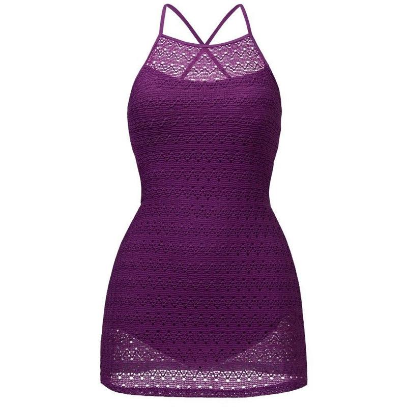 

New swimsuit women s one-piece skirt solid color white and beautiful, high-end and thin seaside vacation wear XL фіолетовий