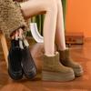 2025 New 9cm Women Suede Cow Genuine Leather Platform Wedge Winter Plush Women Boots Hidden Heels Spring Warm Ankle Booties