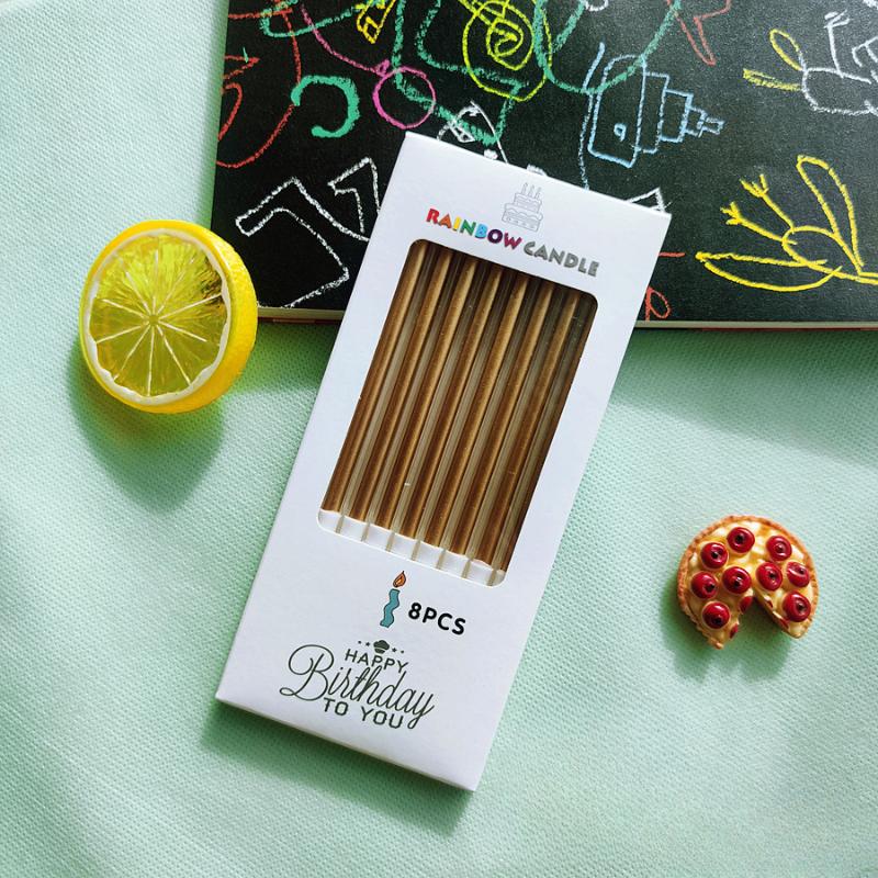 Metal Gold Silver Birthday Candles DIY Colorful Cake DecorasWedding Baby Shower Supplies Color Cake Topper