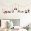 Wall Hanging Picture Display String Wooden Tassel Clips Photo Display Wooden Bead Photo Frames Home Bedroom Dorm Wall Decoration