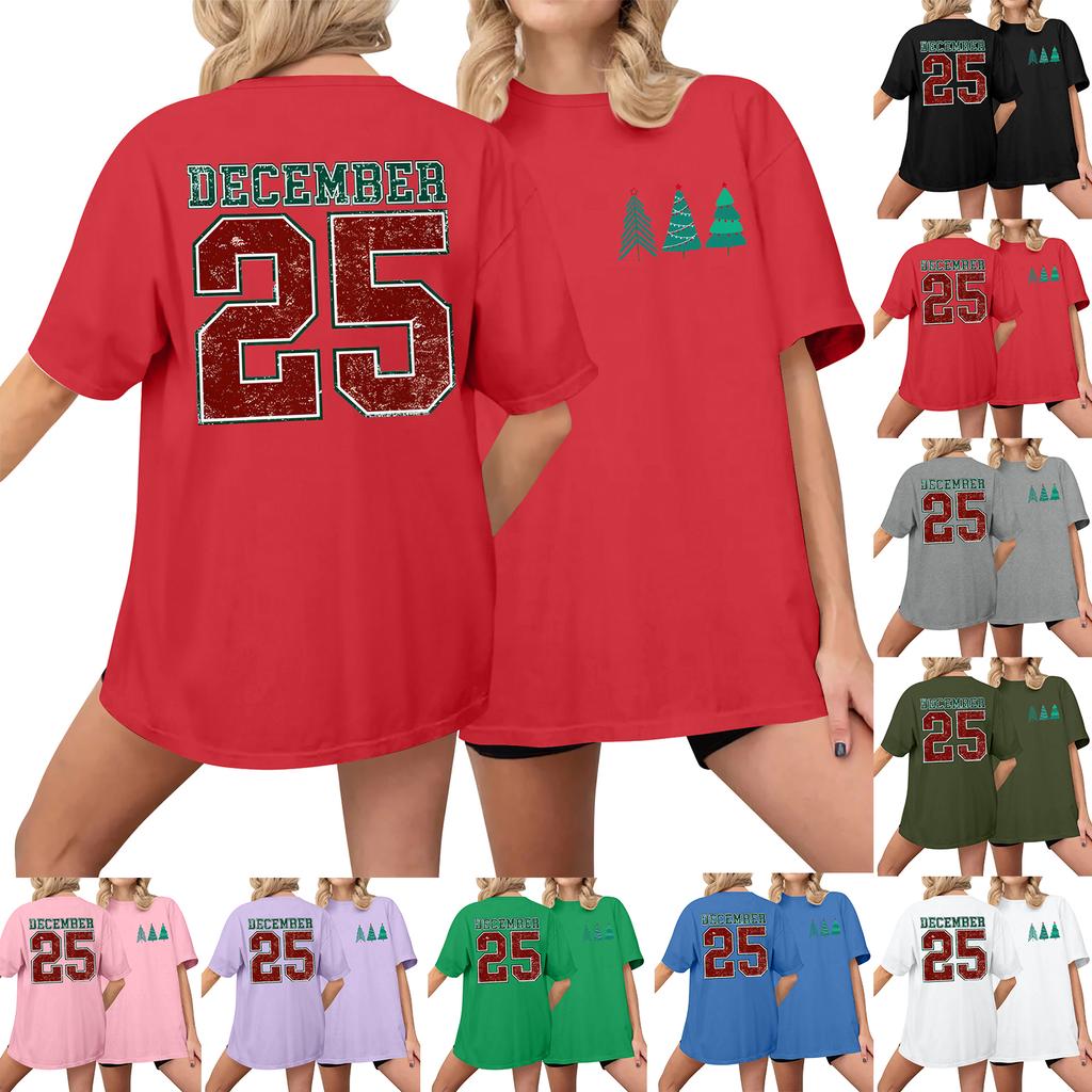 Dámské ležérní tištěné tričko s kulatým výstřihem, svetr s krátkým rukávem