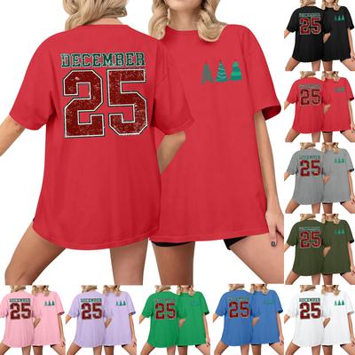 Women's Casual Printed T-Shirt Round Neck Pullover Short Sleeve Top