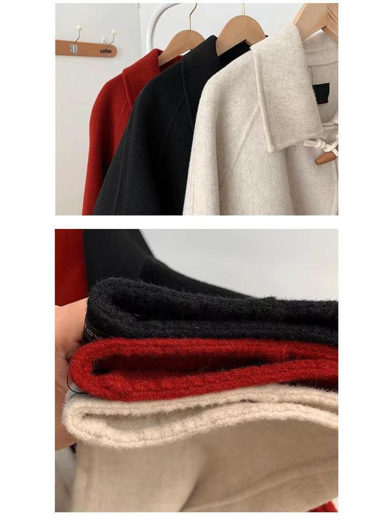 2025 Korean Style Petite Woolen Toggle Coat - Autumn/Winter Mid-Length Women's Outerwear