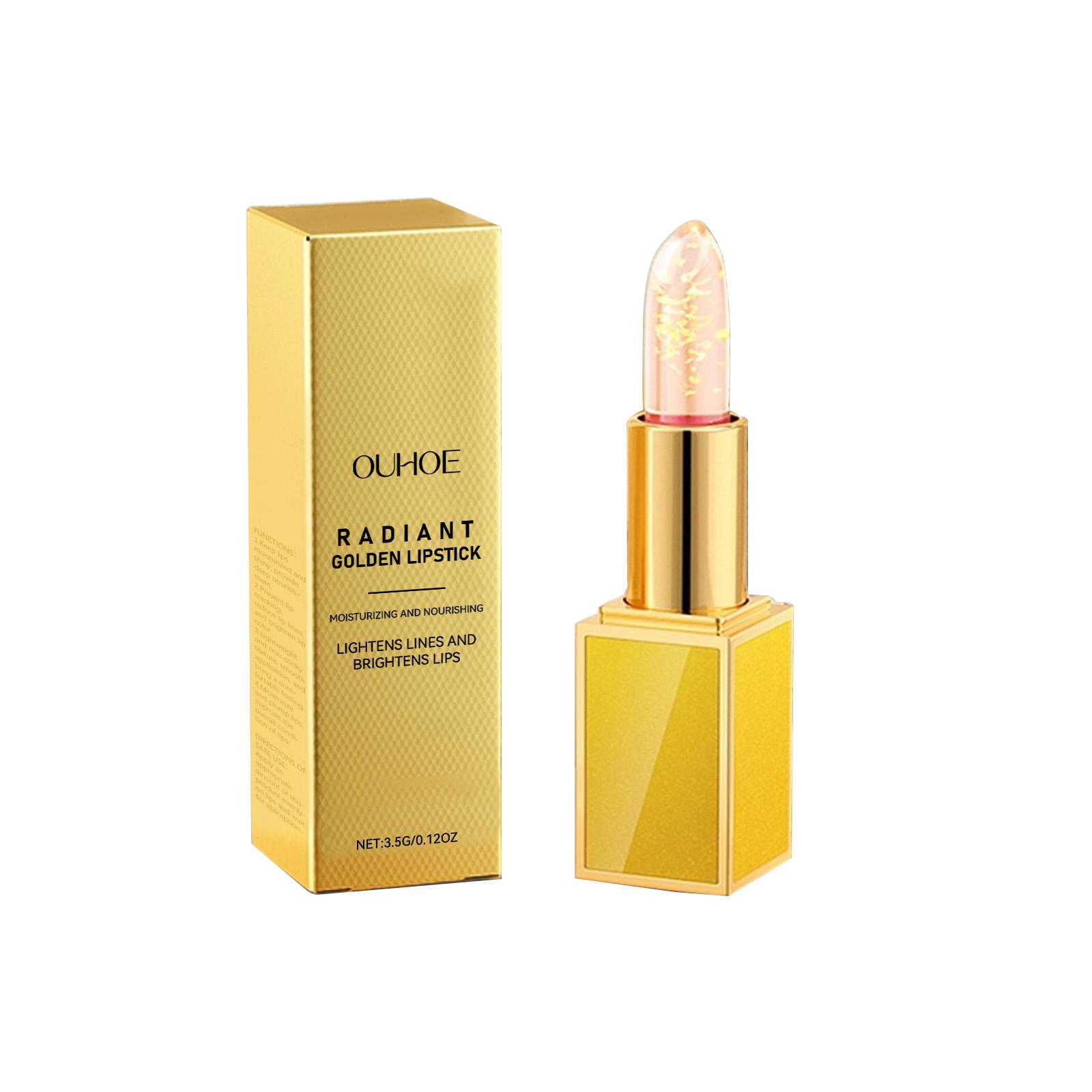 OUHOE gold Foil Moisturizing Lipstick Moisturizing Gloss Lip Gloss Gently Nourishes Lip Skin Lip Moisturizing Care