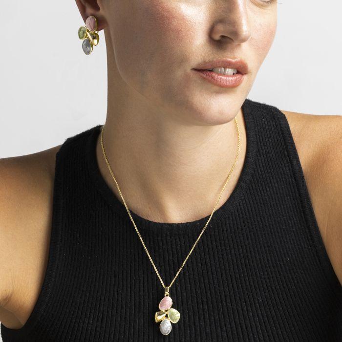 Collier - Luxenter - Laido - Or 18k - Laque Multicolore - 42 Cm + 3 Cm D'extension