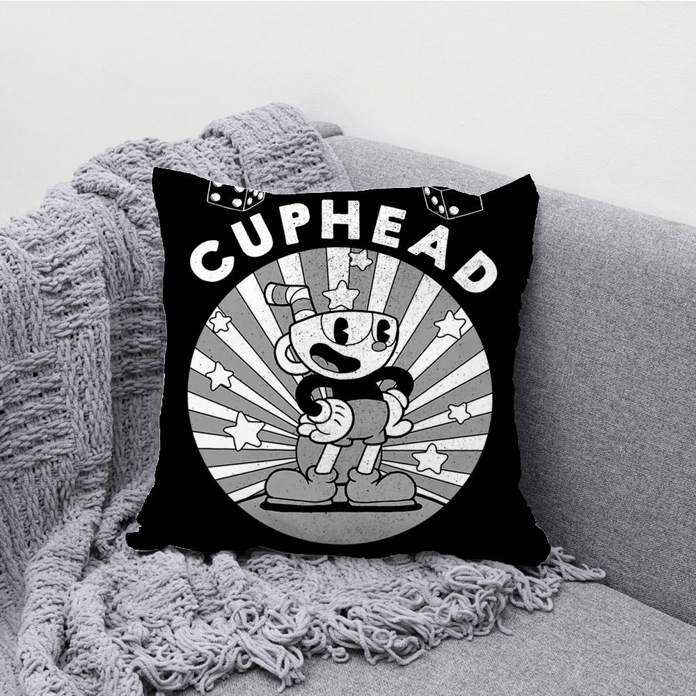 משחק שיתופי לשני שחקנים C-Cuphead ציפית לכרית מקרה כרית רך לקישוט ספה בסגנון חוות קישוטים לבית ומגן ציפית לכרית