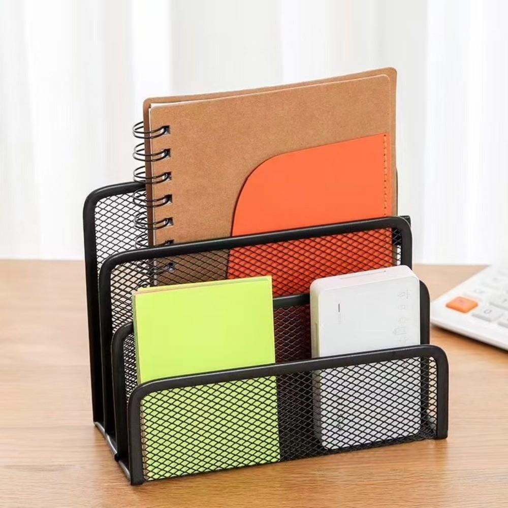 Metal Mesh Pen Holder 2/3 Grids Desk Organizer Holder Creative Metal Storage Box  Pencil