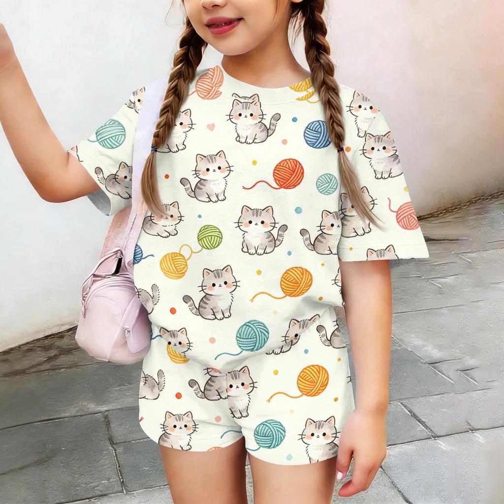 Kids Casual Short Sleeve Shirt and Shorts Set Animal Print Comfortable Lightweight Summer Outfit for Boys and Girls