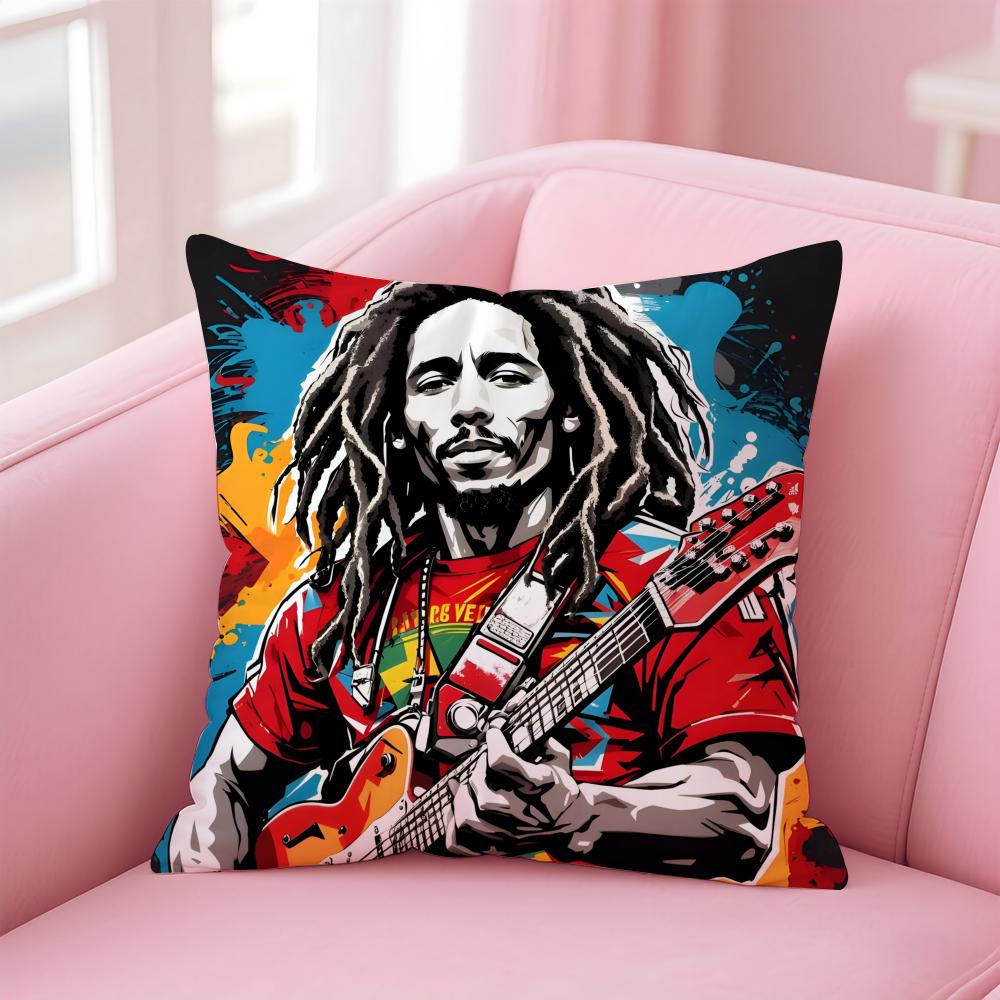 Reggae Music Bob MarleySinger Cushion Cover Pillow Case Soft Skin Friendly Fabric Concealed Zipper