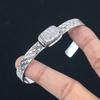 Natural Fossil Coral Gemstone 925 Sterling Silver Bangle Adjustable For Girls