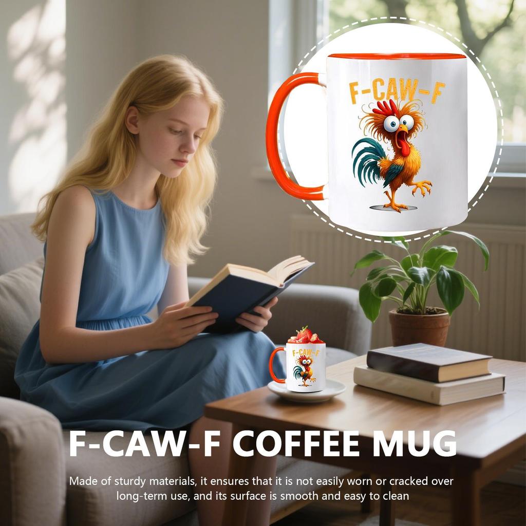 Funny Coffee Cups 350ml Ceramic Drinking Container Fun Coffee Mugs Tea Cup for Men Women Friends Family Coworkers Chicken Lovers