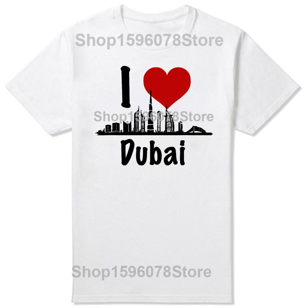 I Love Dubai Skyscrapers Heart Graphic 100 Cotton Tshirts Men Womens Fashion Casual Tshirt Loose Oversized Streetwear T Shirt