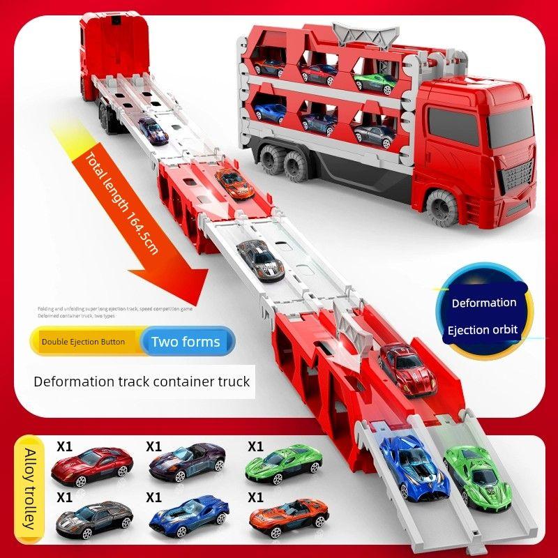 

Деформация Катапульта Складной Большой Грузовик Детский Подарок Трек Red-Ejection Track Deformation Car -6 Car