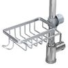 CADUKE Kitchen Faucet Storage Rack for Sink Drainer, Sponge/Scrubber/Cleaning Cloth Organizer Shelf, Silver