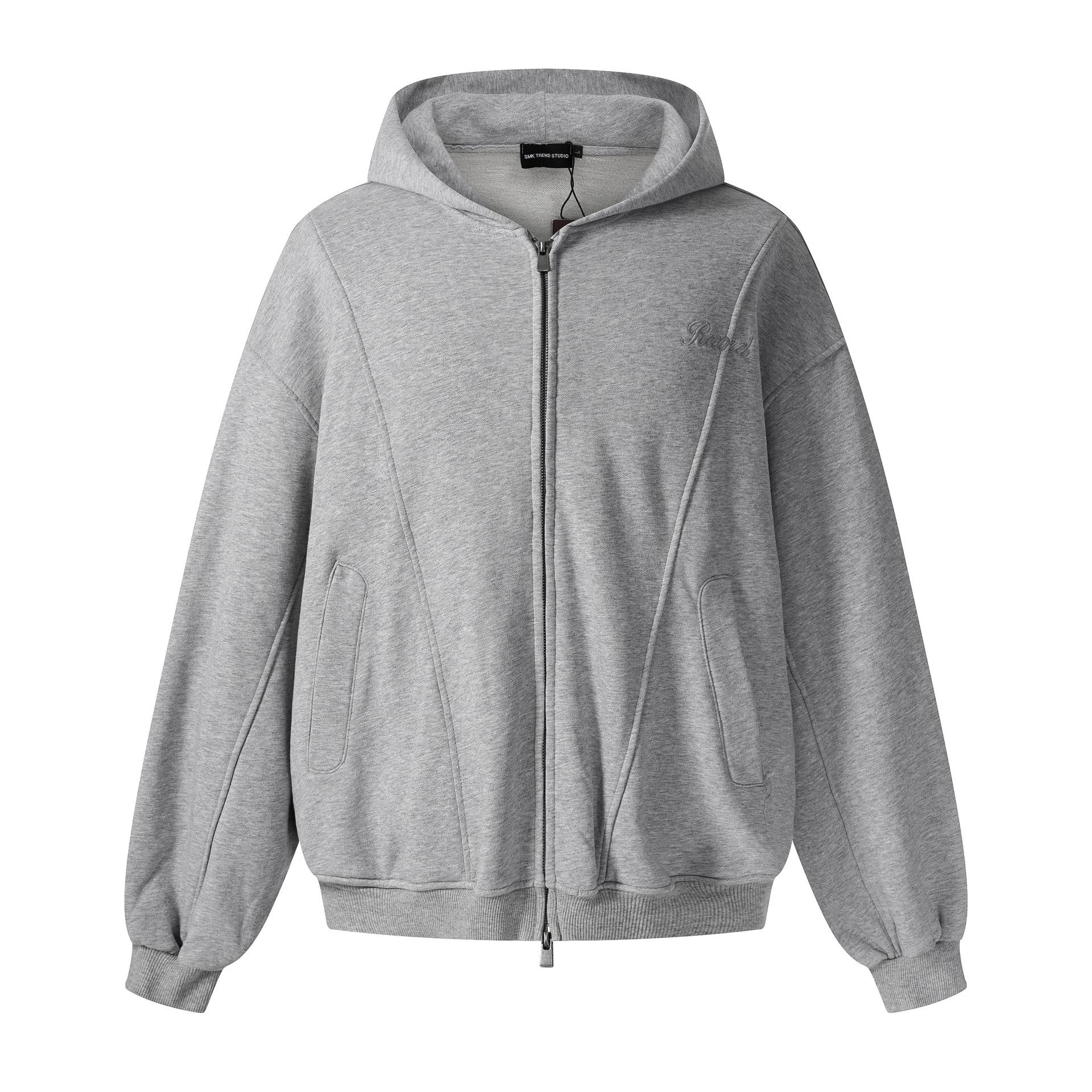 Men s Autumn American Retro Trend Hoodie Jacket Loose Deconstruction Zipper Sweater Men s S