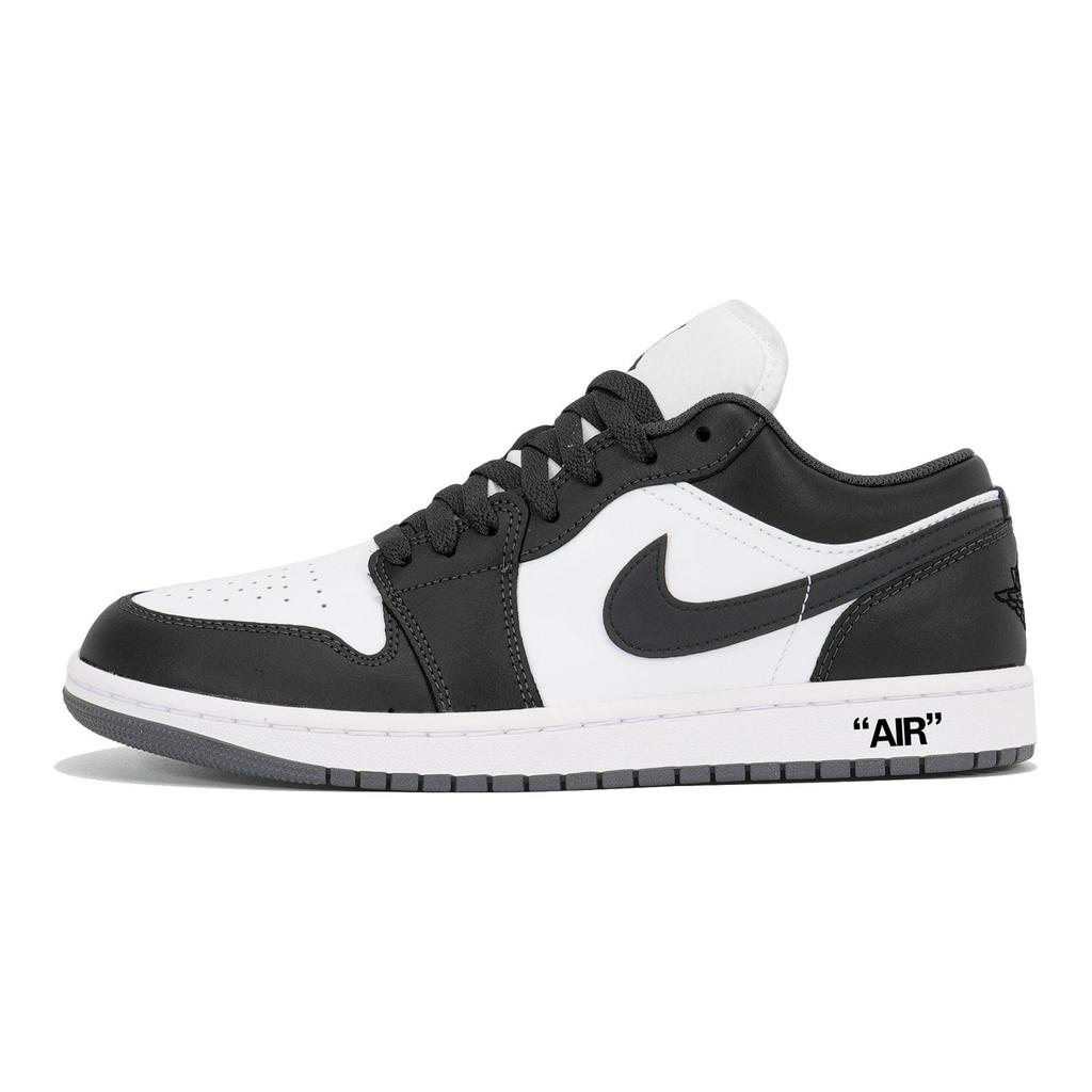 Jordan Air Jordan 1 Slip Resistant Abrasion Resistant Low Top Vintage Basketball Shoes Unisex Black White 553558-152(Team210-1.0)