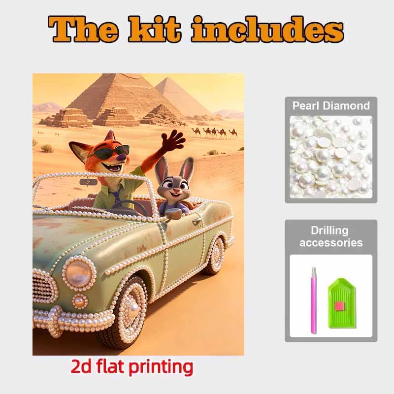 Disney Pearl Painting Zootopia Nick and Judy Handmade DIY Pearl Gem Painting Pictures Crafts Special Shape Home Wall Decoration