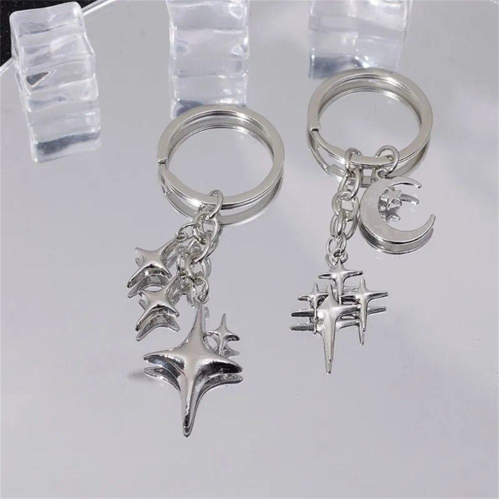Bag Pendant Y2K Keychains Metal Star Keychains Fashion Star Moon Key Rings Women Men
