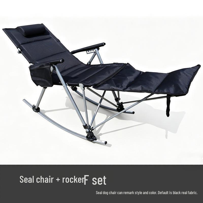 Portable High-Back Folding Outdoor Lounger with Armrests and Added Cotton - Ideal for Camping, Beach, Lunch Breaks, and Sea Dog Relaxation.