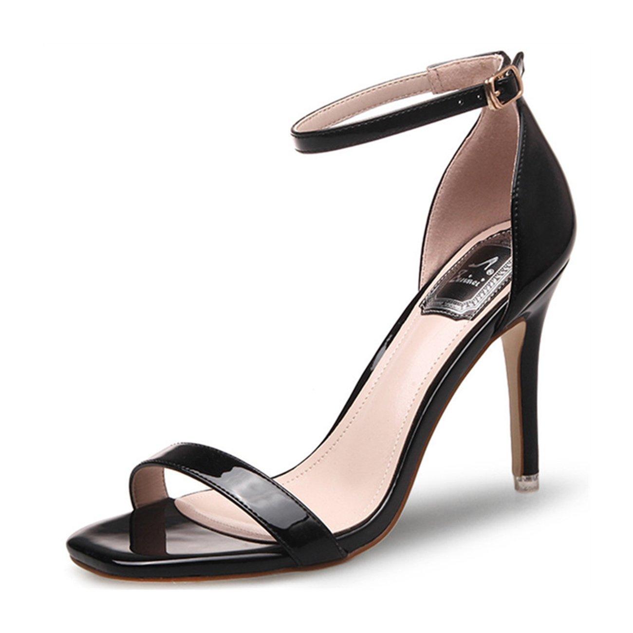 

Босоножки женские [ZUYEE] на высоком каблуке-шпильке, лакированные, с ремешком, кожаные, каблуки, ноги, черные, 25.0см чёрный