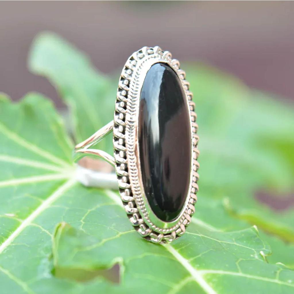 Black Onyx 925 Sterling silver  Ring, oval  Gemstone Handamde Mens Ring Jewelry