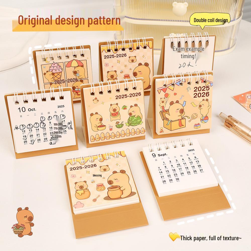 2026 Capybara Desk Calendar: Creative Cartoon Ornament & Student Memo Mini Gift
