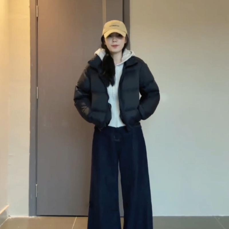 

Короткий пуховик для женщин Новая зимняя толстая куртка для женщин Осень и зима Маленький воротник-стойка Куртка-хлеб L